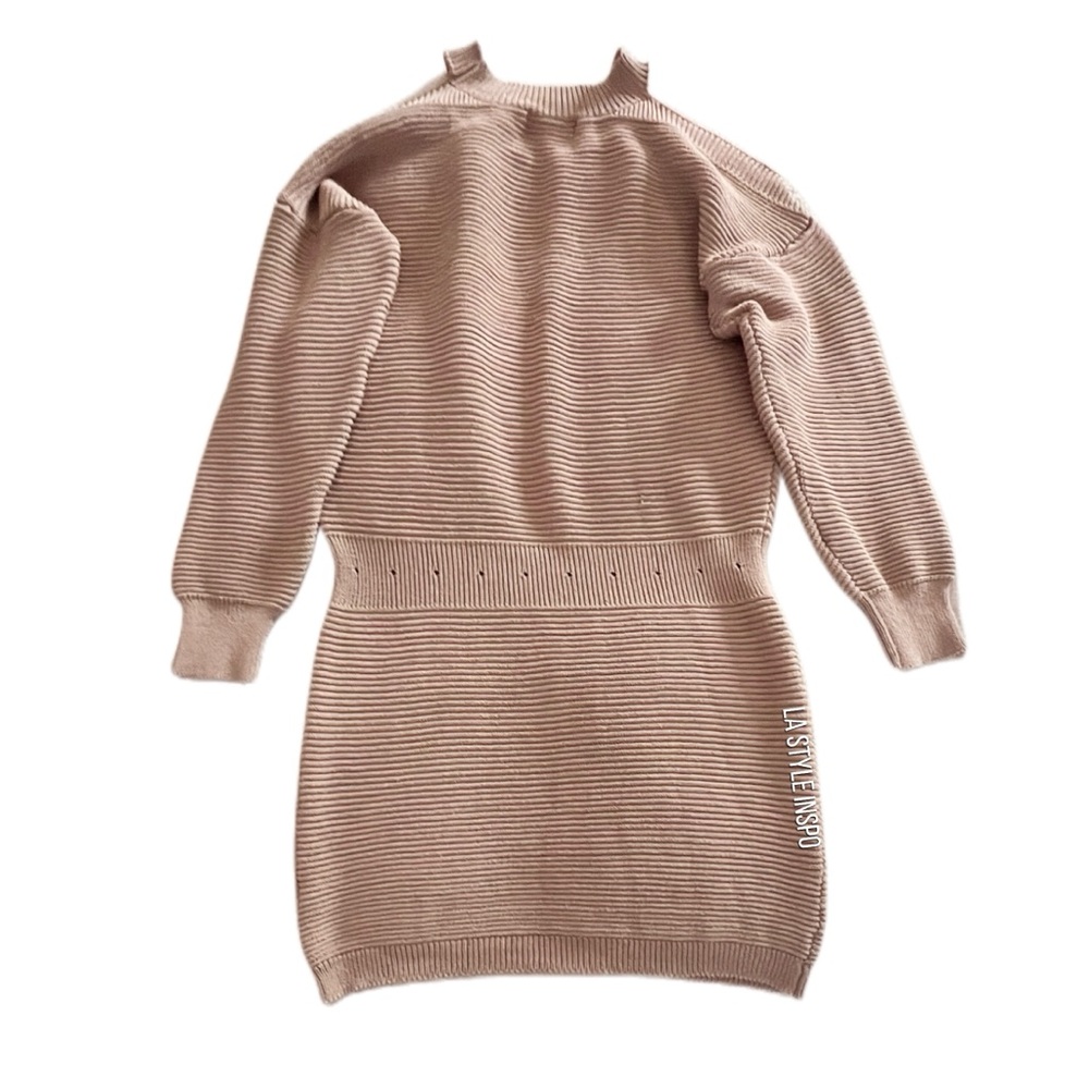 All The Ways Knitted Ribbed Mini Dress Long Sleeved Size Medium - Picture 2 of 6